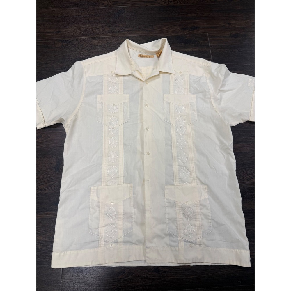The Havanera Co. Cream Embroidered Guayabera Shirt - Size L